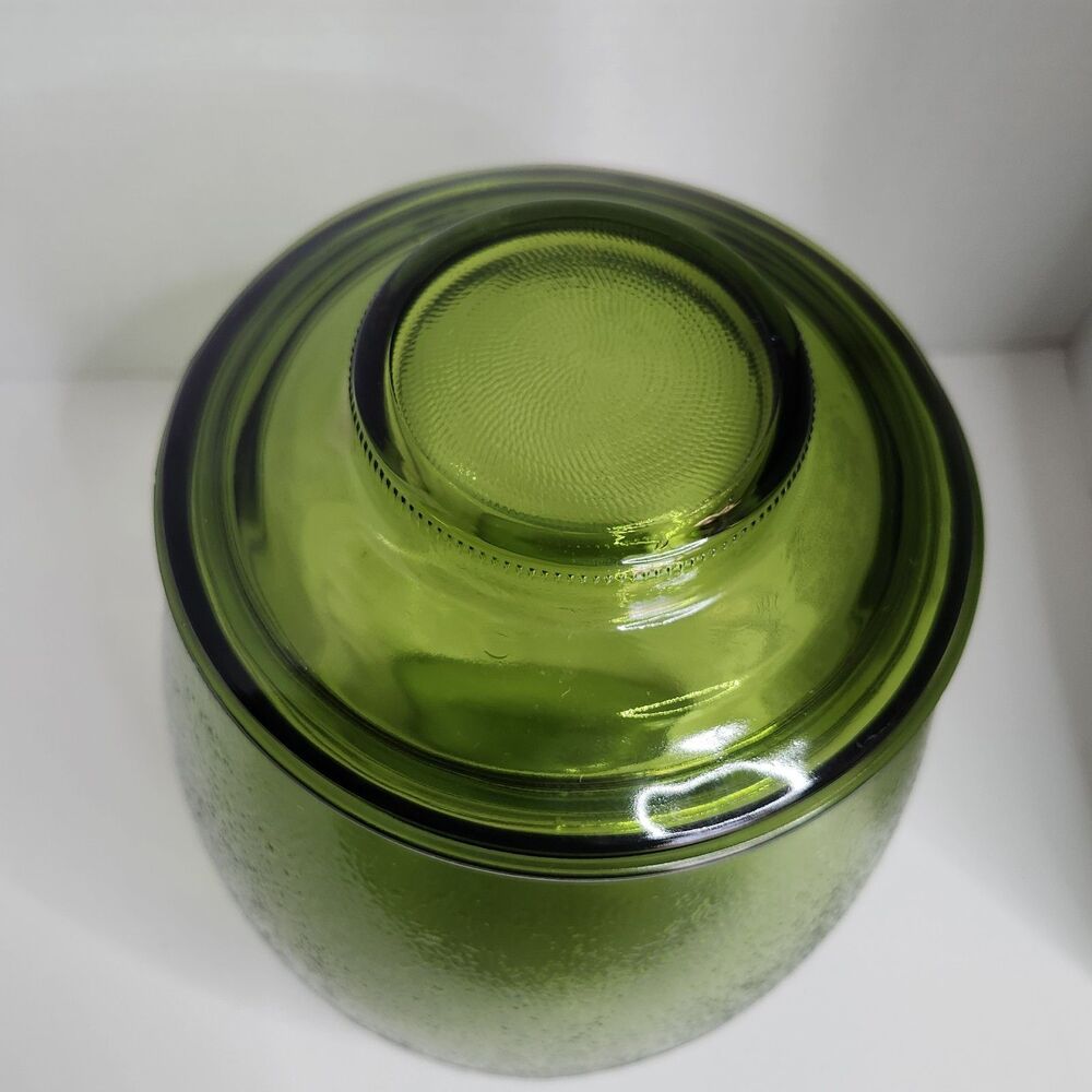 Vintage Bartlett Collins 70s Mushroom Green Glass Retro Canister with Lid - Picture 5 of 8